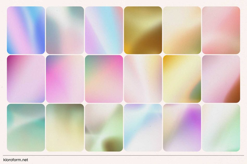 Set of pastel gradient backgrounds for design templates, suitable for graphic assets, wallpapers, or print material.