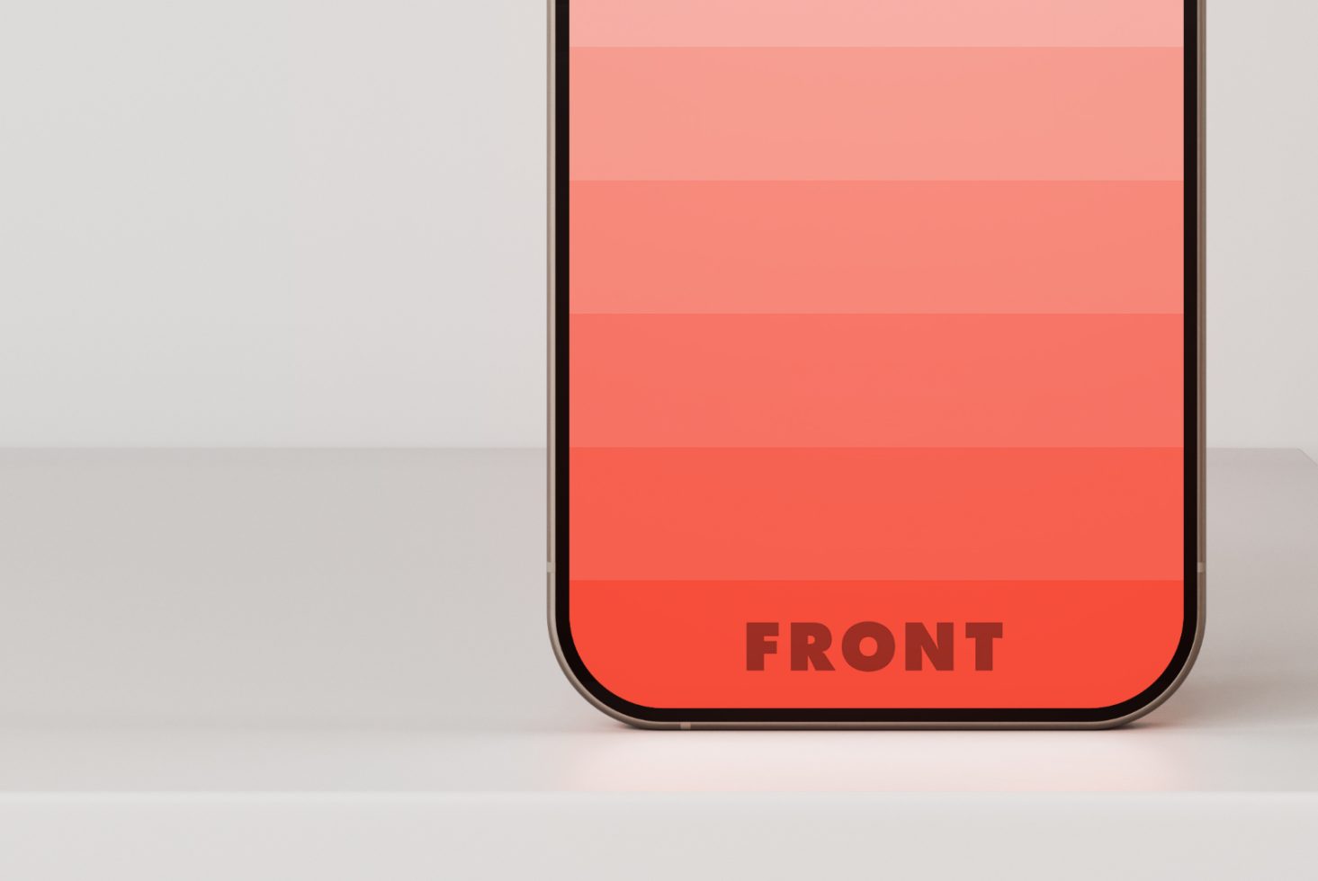 Close-up mockup of smartphone with gradient screen on white surface ideal for designers digital assets templates graphic design mobile interface UI ux mockups