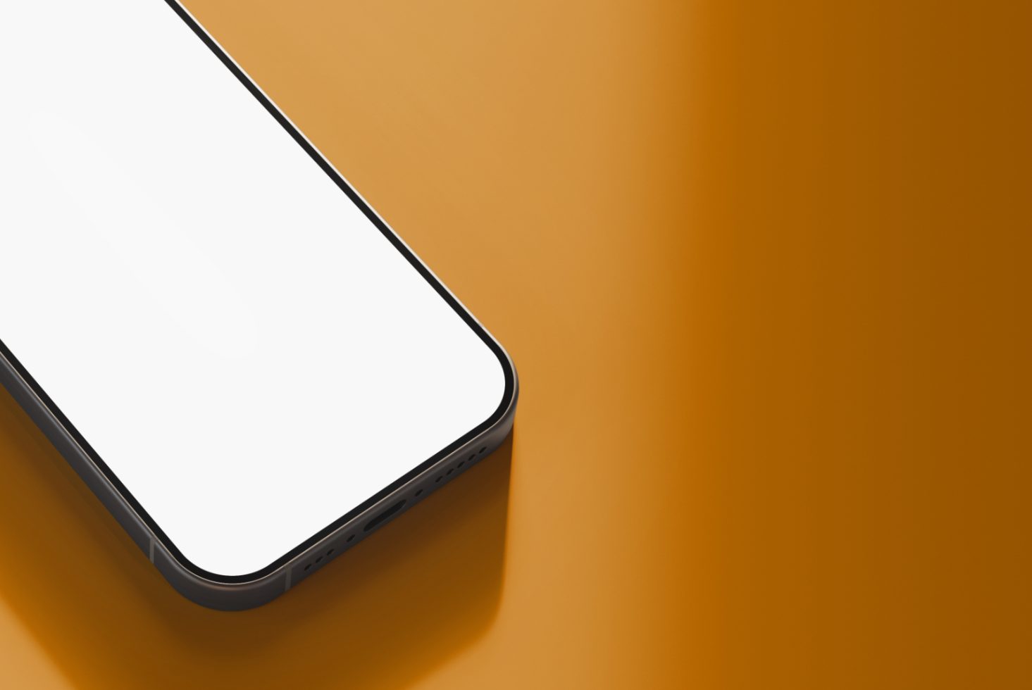 Smartphone mockup with white screen on an orange background, ideal for showcasing mobile app designs and UI/UX templates for graphic designers.