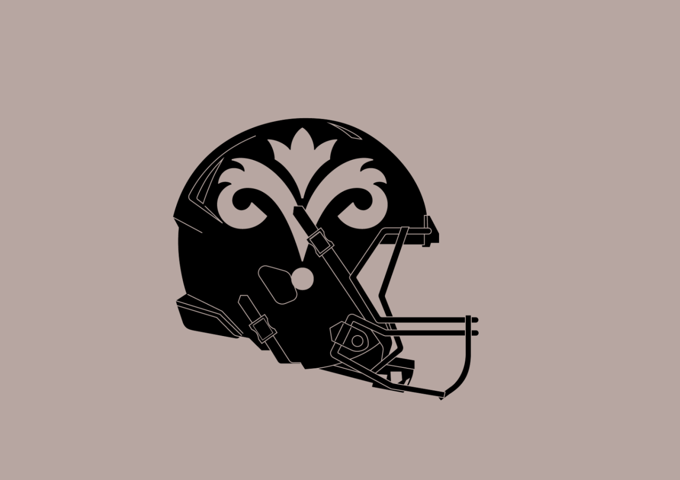 Digital graphic of an ornate football helmet silhouette against a plain background, suitable for design assets in graphics or templates categories. Ideal for designers.