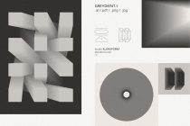 Greydient.1 display with interlocking ribbons, disc form, folded paper elements