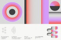 Kloroform vibrant magenta to coral gradient pack with circular rings, stripes, wavy objects