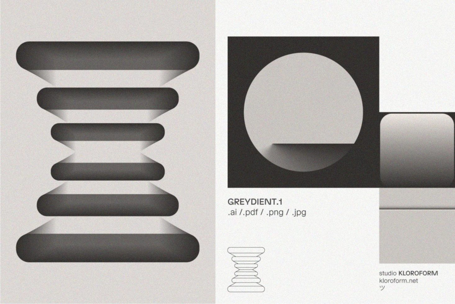 Abstract gradient shapes in grayscale, available in AI, PDF, PNG, JPG formats. Perfect for digital designers. Keywords: gradient, abstract, design, templates