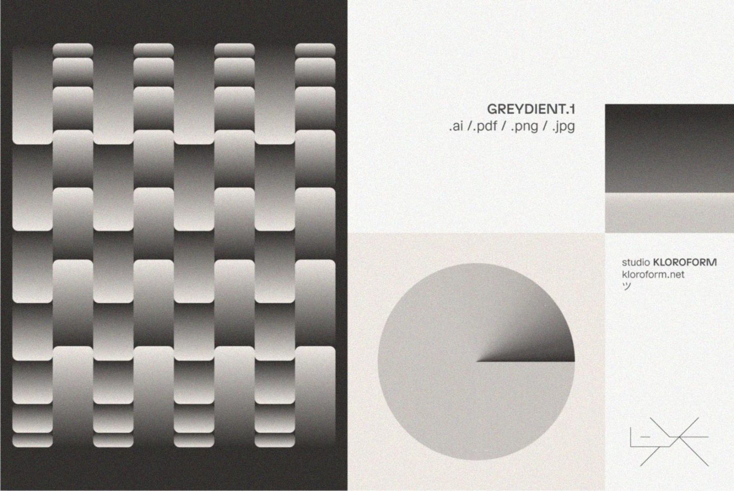 Greyscale geometric gradient design in various patterns digital asset available in AI PDF PNG JPG formats ideal for designers creating mockups or templates