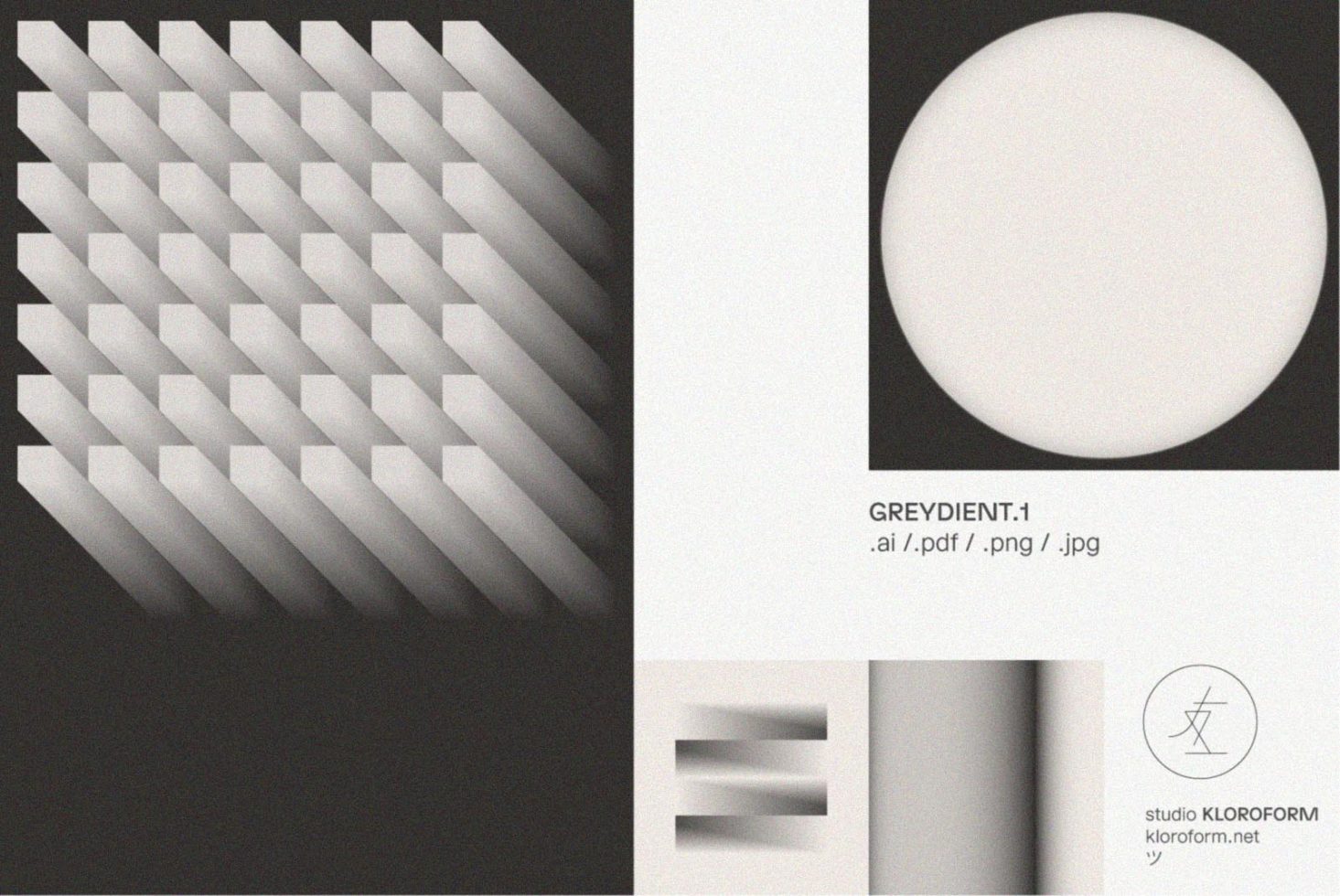 Abstract gradient graphic design elements in shades of grey, available in AI, PDF, PNG, and JPG formats for designers on digital assets marketplace.