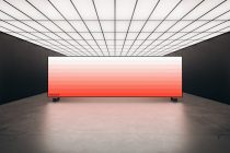 Wide screen mockup showing coral gradient display in minimal gallery space