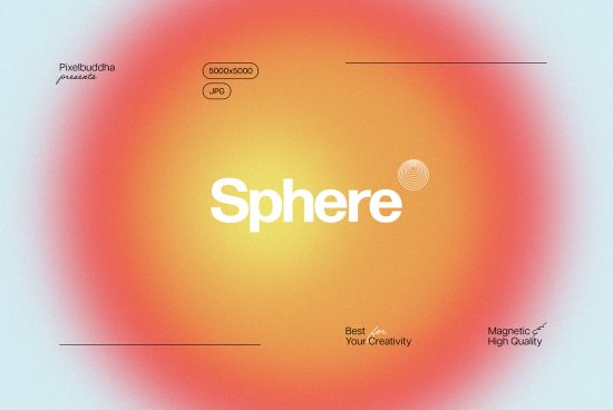 Abstract sphere graphic with gradient colors, ideal for designers. High-quality JPG with 5000x5000 resolution. Versatile for graphics, templates, mockups.