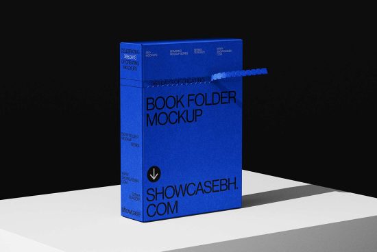 Blue book folder mockup design for branding displayed on a white and black background ideal for graphic designers and creatives digital assets templates mockups