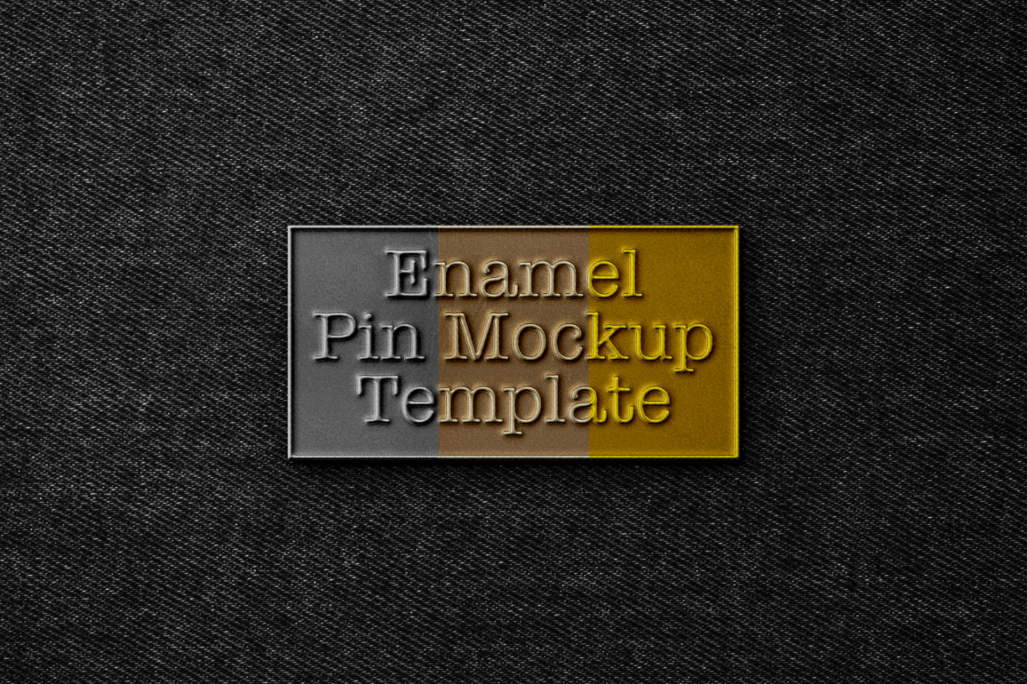 Enamel pin mockup template on textured black fabric background. Perfect for designers creating enamel pin designs. Keywords: mockup, template, enamel pin, design.