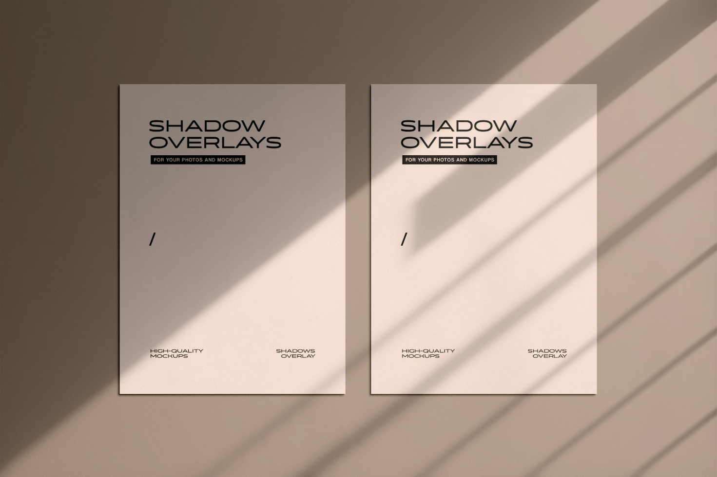 Shadow overlay mockup design templates for photos. High-quality mockups suitable for presentations, branding, showcasing designs with realistic shadow effects.