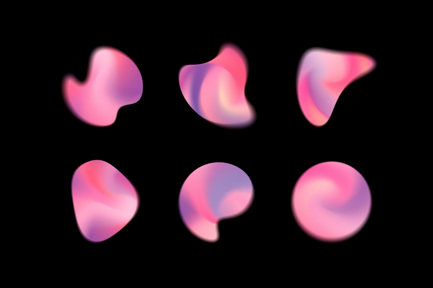 Abstract gradient shapes in vibrant pink and purple on black background, ideal for graphic designers, digital art, modern design templates, creative assets.