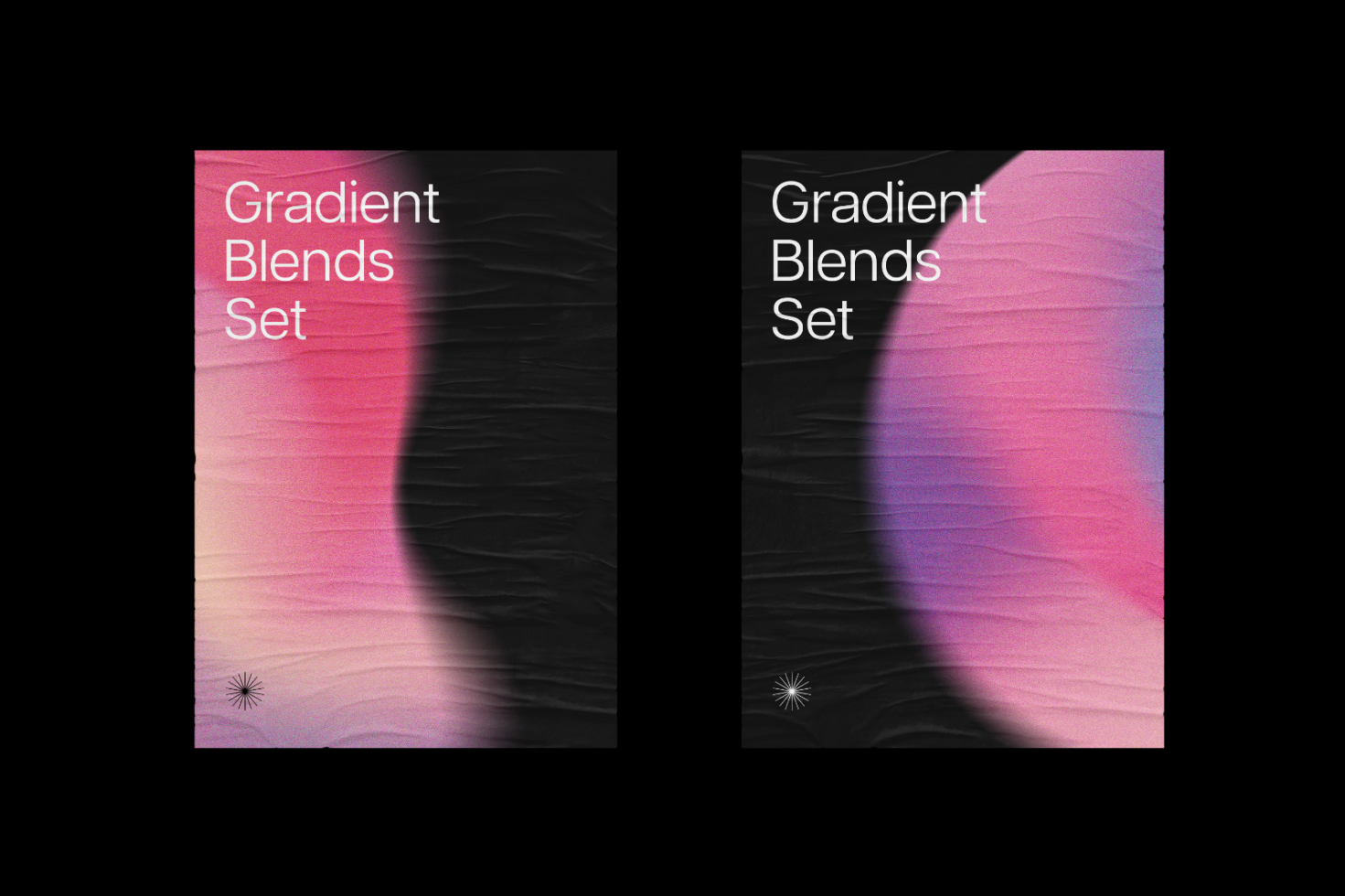 Gradient Blends Set featuring pink and black abstract backgrounds perfect for digital design templates mockups graphics UI UX projects high-res backgrounds.