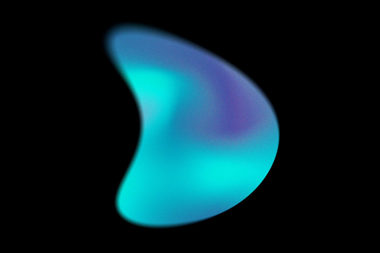 Abstract blurred shape with vibrant cyan and purple gradient on black background, ideal for modern graphic design, digital art projects, and creative templates.