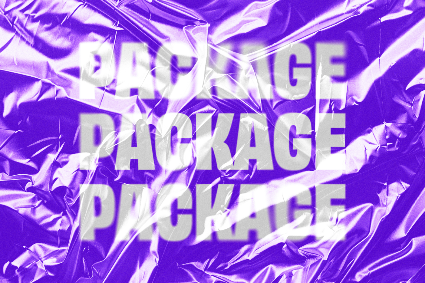 Bold package text on wrinkled purple metallic background ideal for mockup designs graphic templates digital assets designers background texture typography