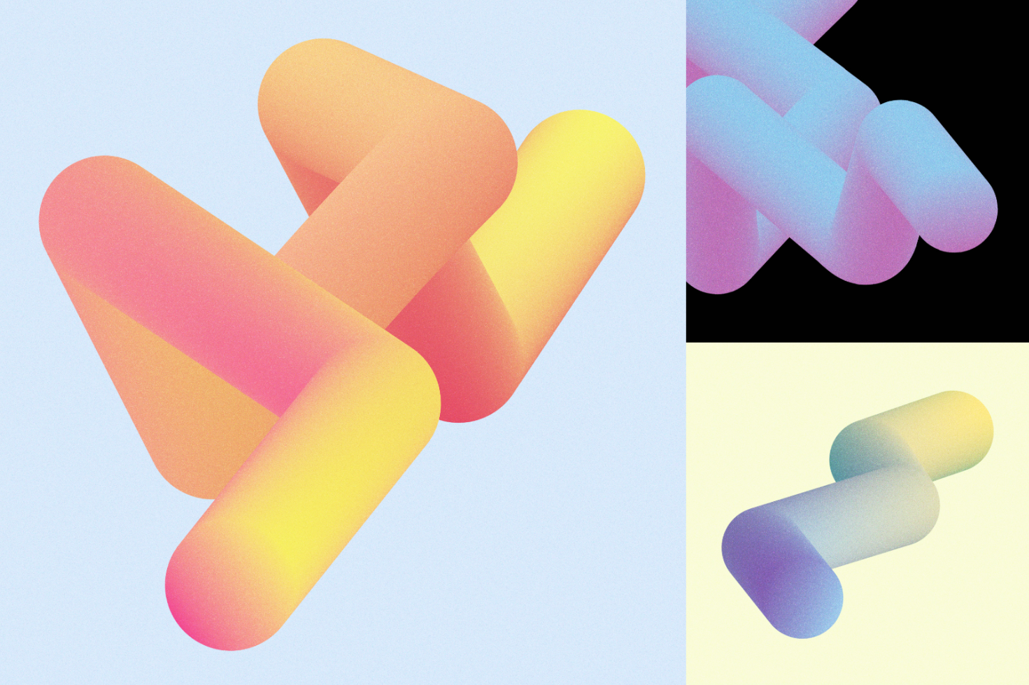 Colorful gradient abstract 3D shapes design. Perfect for creative graphics, digital illustrations, and modern art mockups. Ideal for graphic designers.