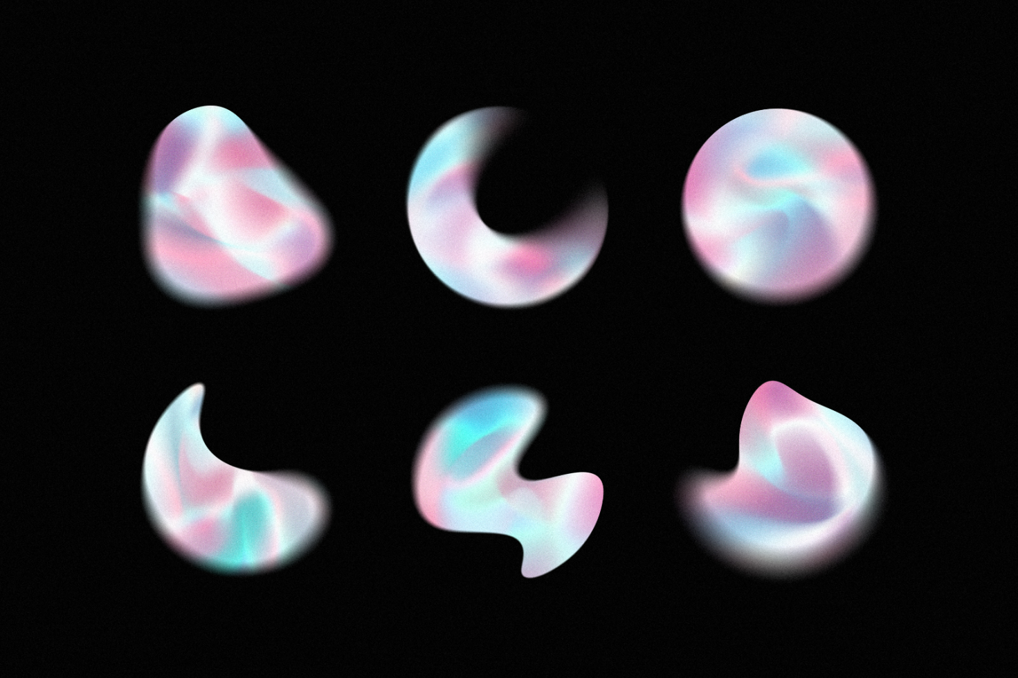 Abstract gradient shapes template; pink blue and white colors on dark background; ideal for designers seeking unique graphics resources.