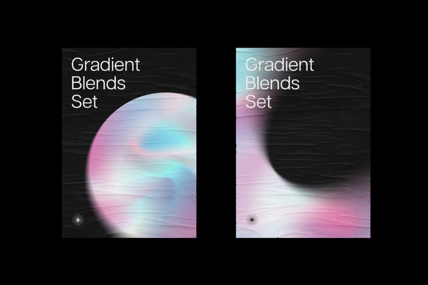 Gradient blends set for designers featuring smooth color transitions in pastel hues perfect for backgrounds and graphic templates for creative projects.