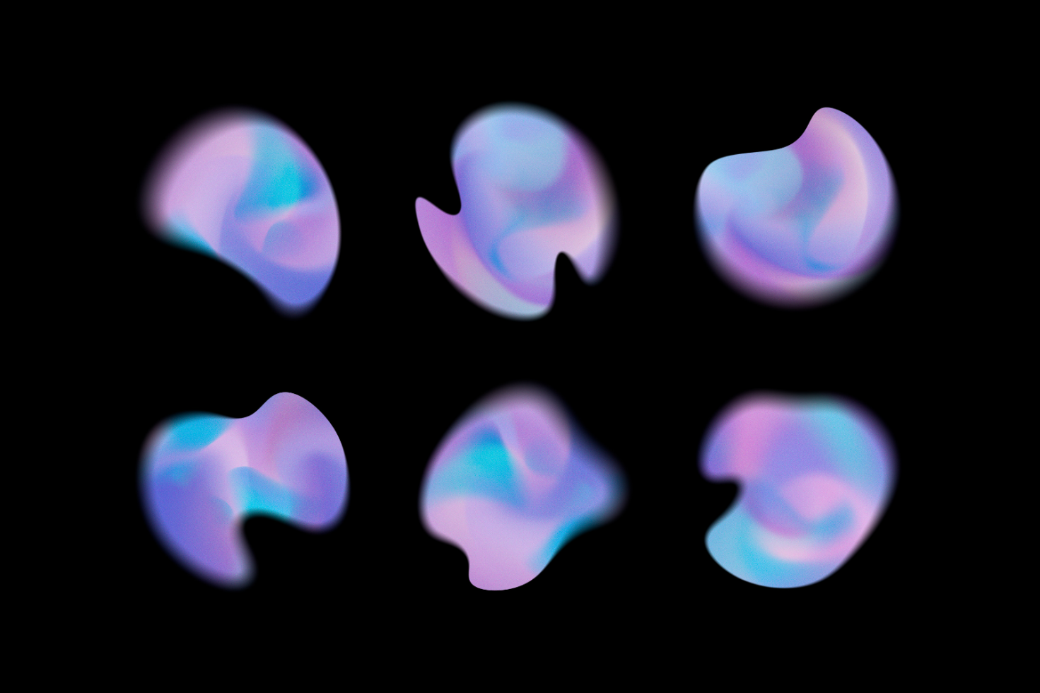 Abstract 3D fluid shapes with vibrant gradient colors on a black background suitable for graphic design templates digital assets mockups and design resources.