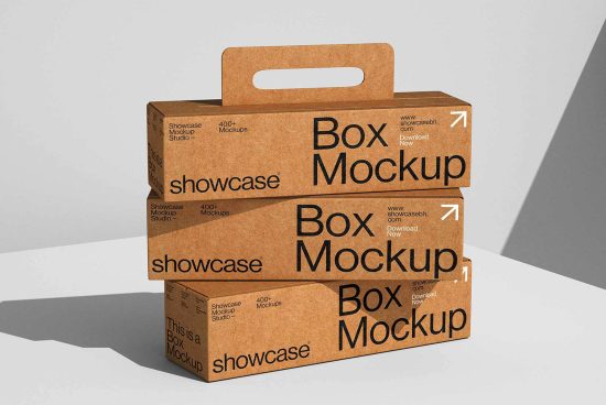 Cardboard box mockup showcasing stacked packaging design perfect for product presentation and branding. Ideal for designers seeking realistic, high-quality mockups.