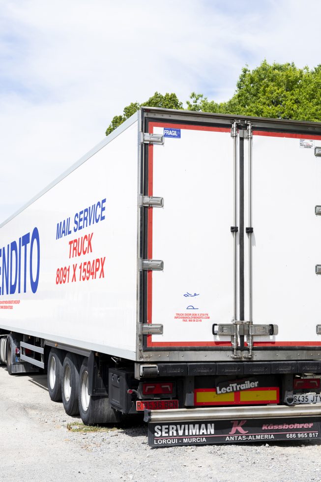 Truck mockup with detailed branding for mail service, perfect for digital asset marketplaces, designers, marketing concepts, and ads.