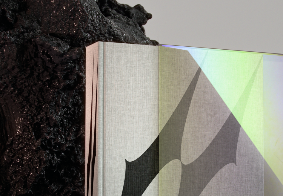 High-quality hardcover book mockup with textured cover and abstract geometric design, perfect for designers. Ideal for graphic asset presentations.