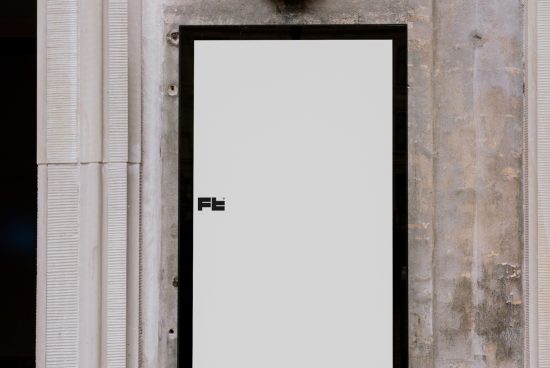 Minimalist outdoor poster mockup on an aged stone wall suitable for design presentations and marketing showcases. Ideal for showcasing graphic templates.