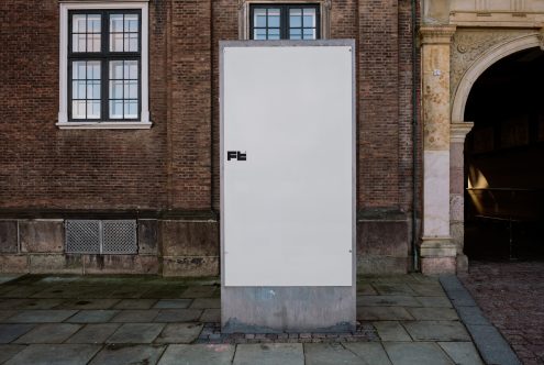 Outdoor advertisement mockup on a brick wall in an urban setting, perfect for showcasing poster designs. Ideal for graphic designers on Marketplace.