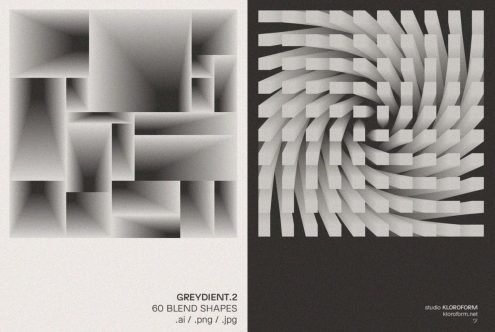 Abstract grayscale blend shapes pack 60 designs in AI PNG JPG format for creative projects mockups and graphic templates ideal for designers.