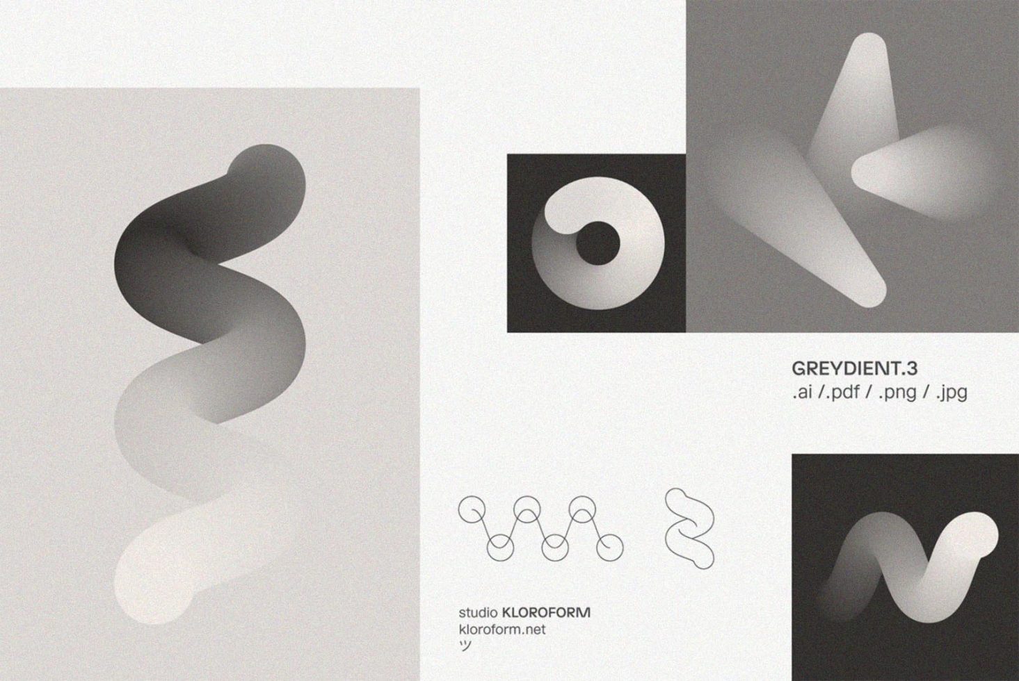 Abstract grey gradient design elements in various shapes and formats AI PDF PNG JPG ideal for designers digital assets marketplace Keywords Mockups Templates Graphics