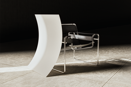Modern chair mockup with sleek minimalist design emphasizing light and shadow, perfect for furniture designers and product presentations.