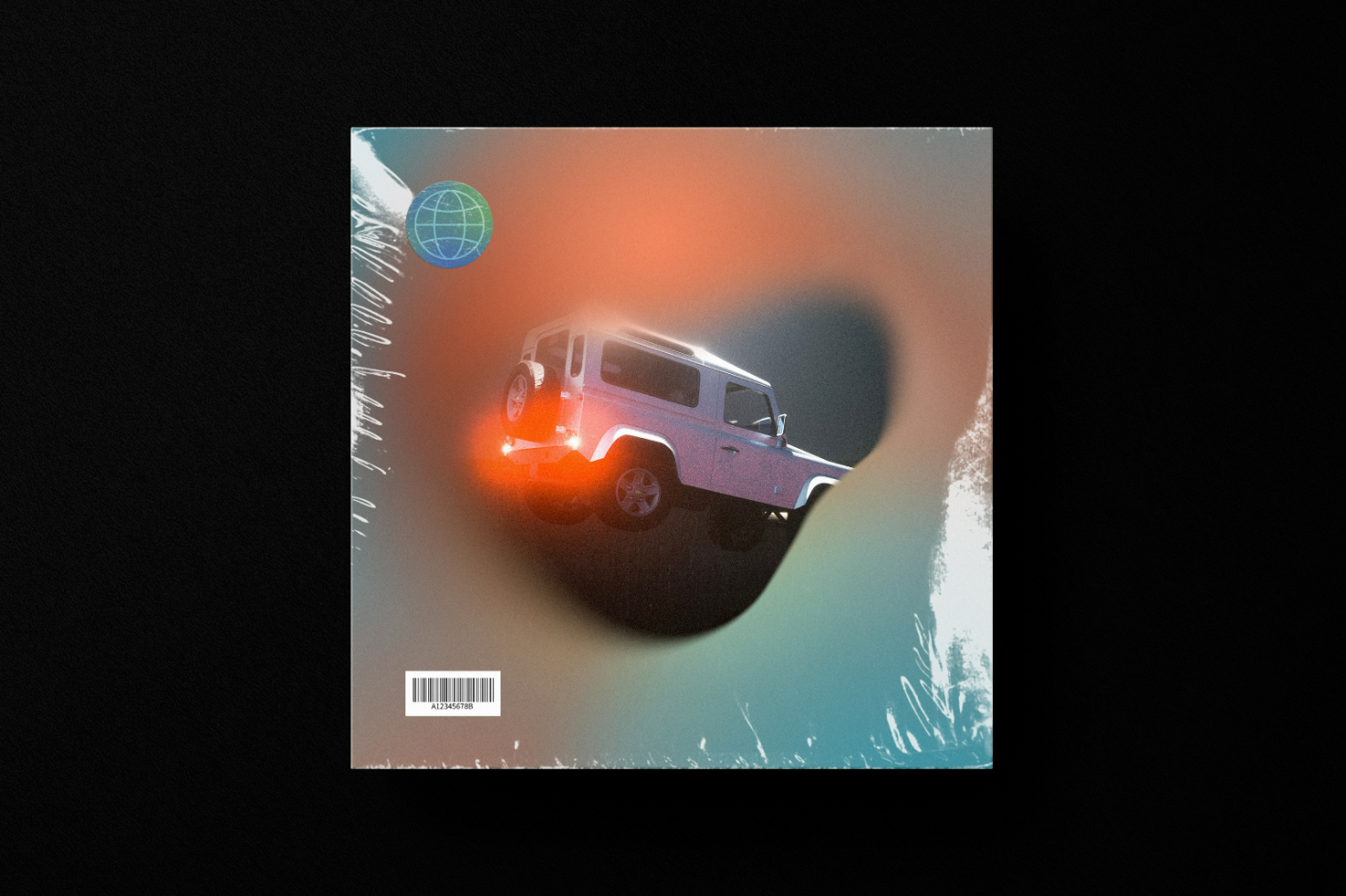 Digital graphic with off-road vehicle in hazy gradient effect perfect for mockups templates or digital assets for designers trend urban retro styling