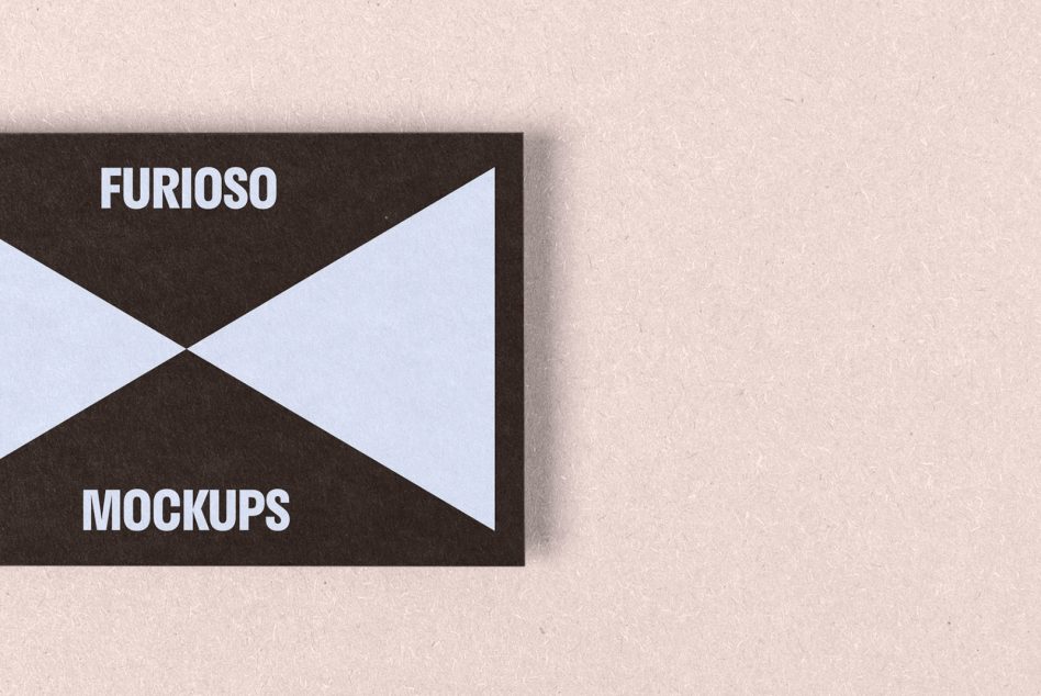 Realistic business card mockup with a black and white geometric design on a beige background ideal for designers showcasing branding projectsайт, Mockups, Templates