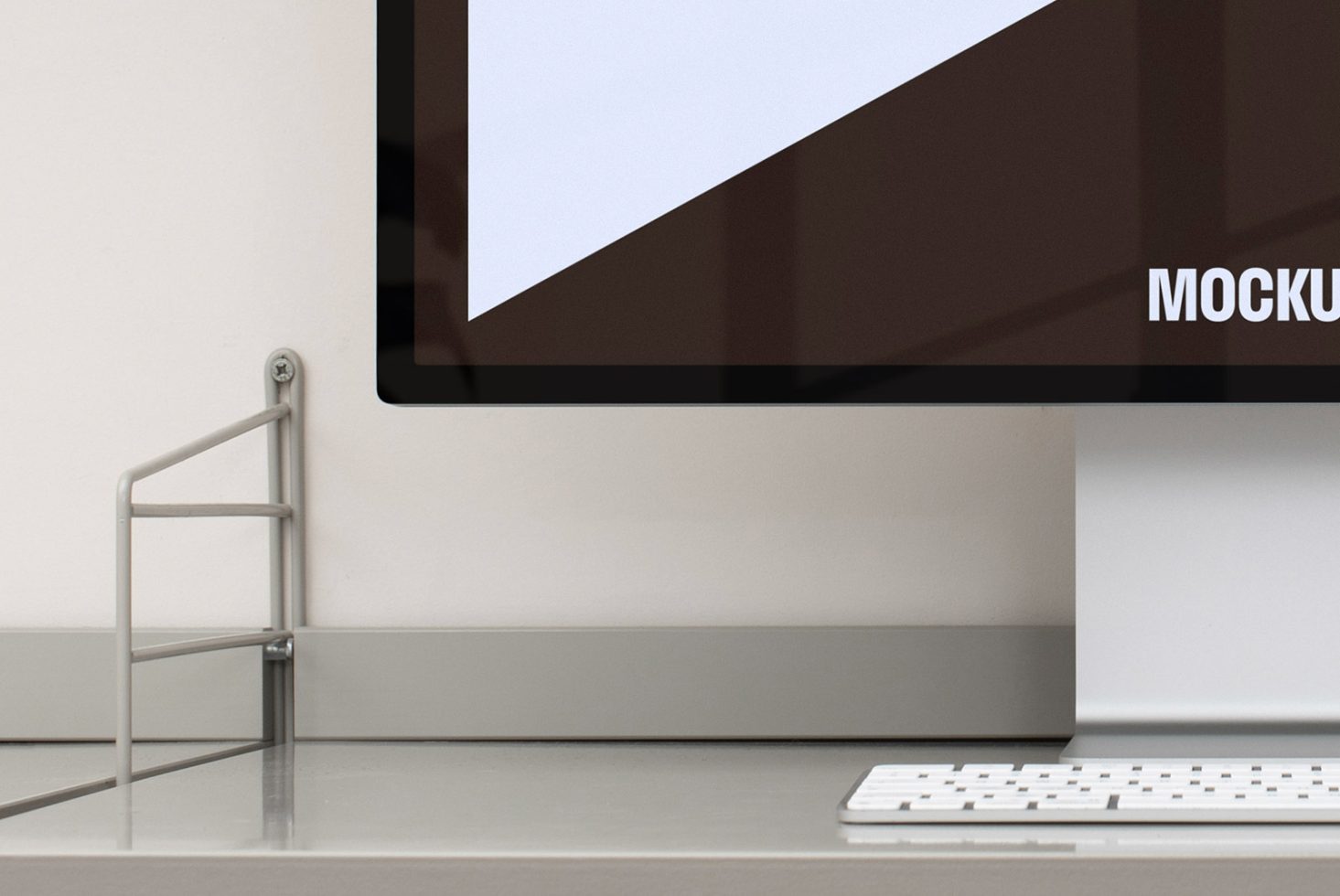 Modern desktop computer with blank screen on an organized desk workspace mockup for designers showcasing minimalist digital design assets SEO keywords Mockups Templates