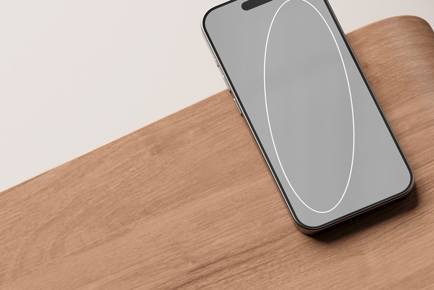 Smartphone mockup on wooden surface minimal design for app display or UI/UX presentation digital assets for designers mobile templates clean mockup layout