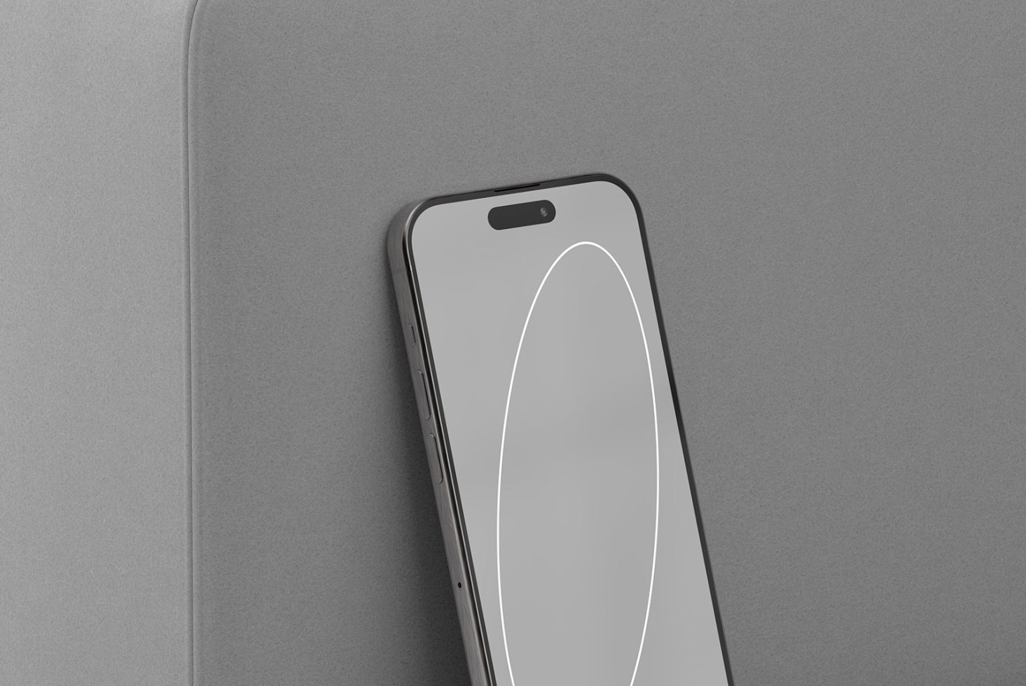 Smartphone mockup leaning on grey wall perfect for designers showcasing digital assets templates sleek modern display realistic device high resolution graphics