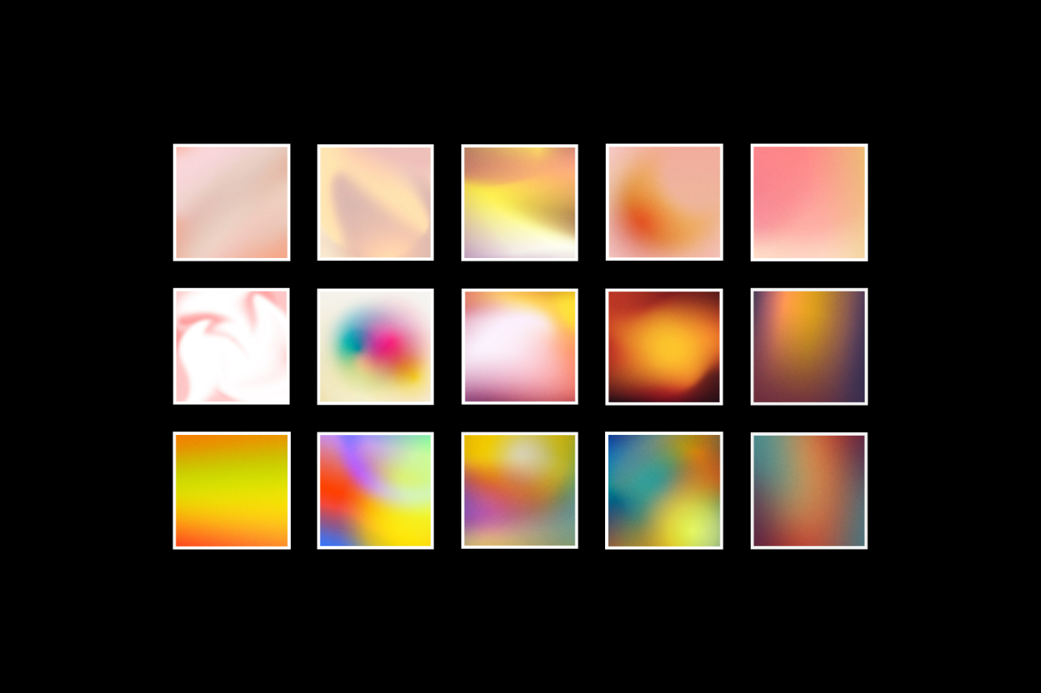 Set of 15 gradient backgrounds blurred abstract colors. Ideal for modern graphic design, website templates, and creative mockups. High-quality digital asset.