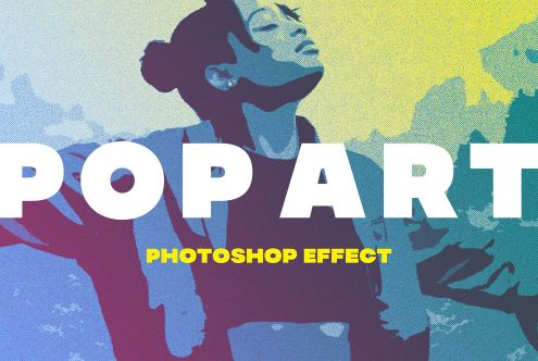 Pop Art Photoshop Effect for Designers. Vintage halftone poster style image of a person. Ideal for creating retro graphic design and artwork templates.