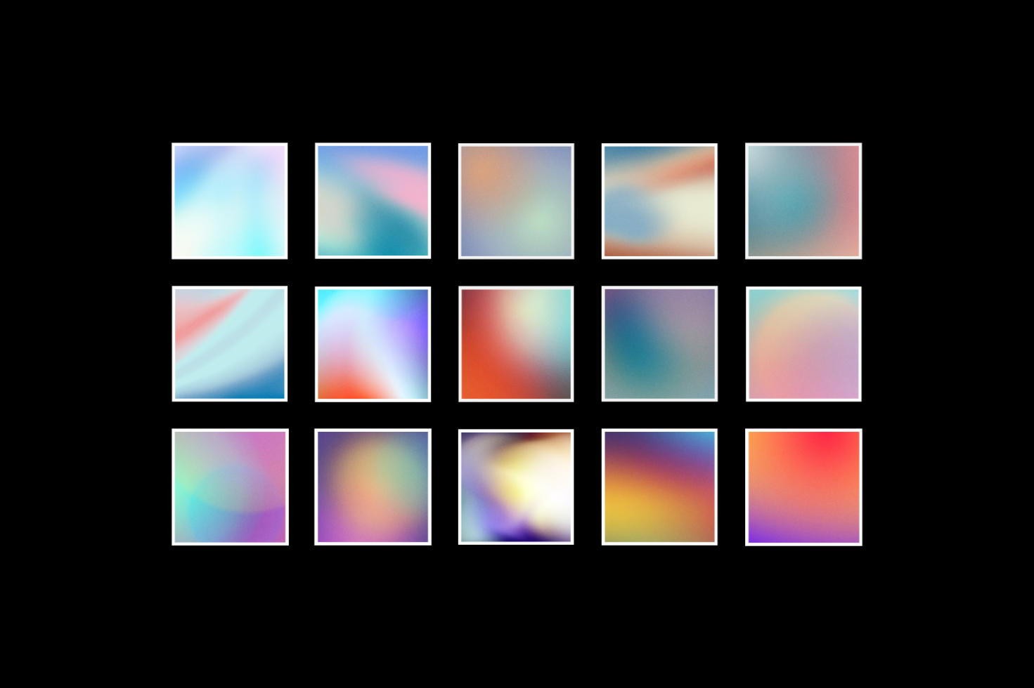 Set of 15 colorful abstract gradient backgrounds for designers. Perfect for mockups graphics templates. High-resolution digital assets ideal for design projects.