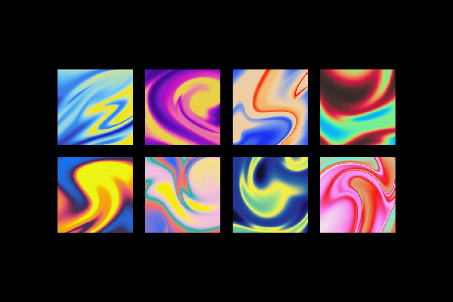 Abstract digital backgrounds with vibrant fluid gradients in various colors ideal for graphic design templates and mockups. Perfect for modern design projects.