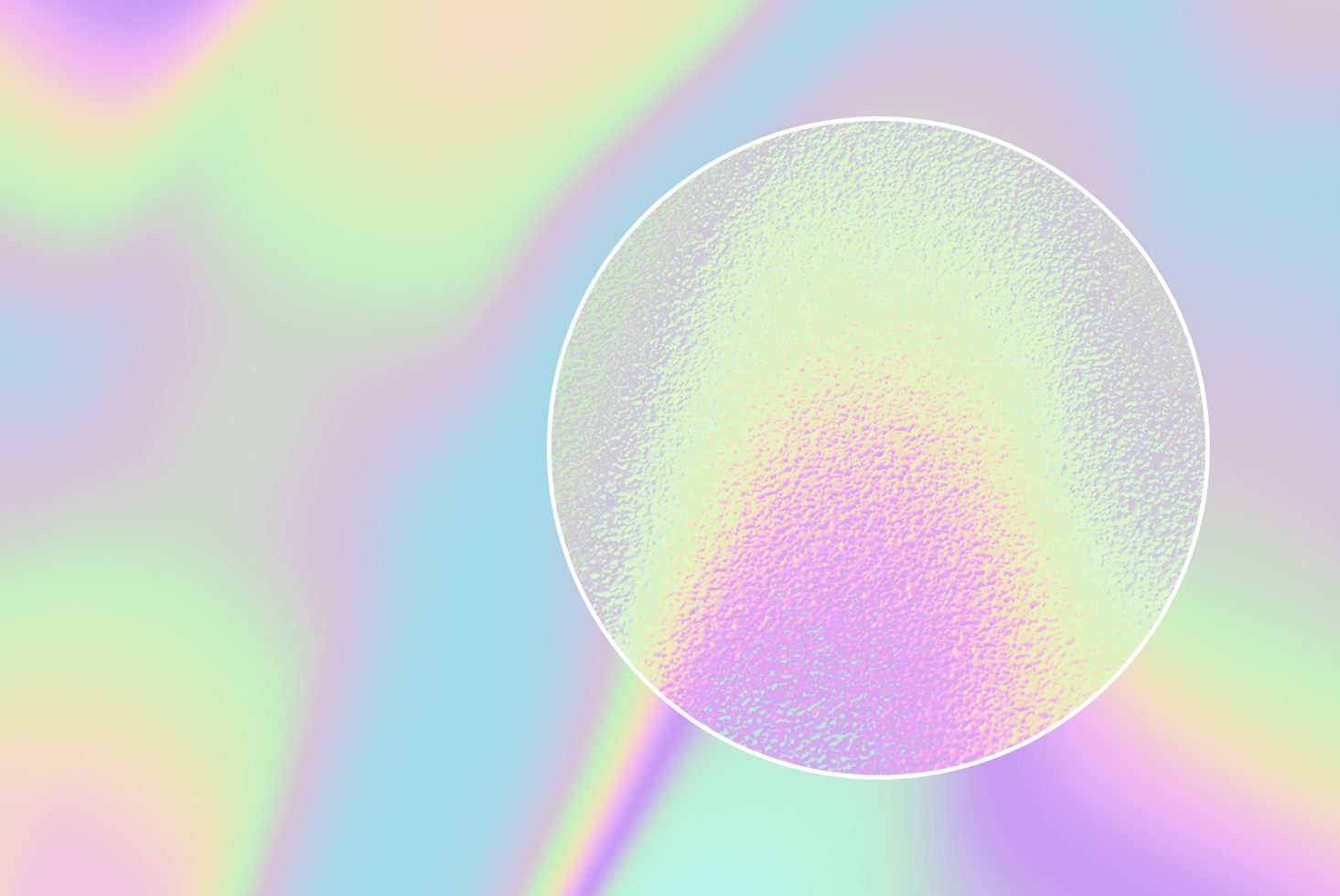 Abstract holographic gradient background with grainy texture effect and circle focus. Ideal for graphic design, templates, mockups. Pastel colors.