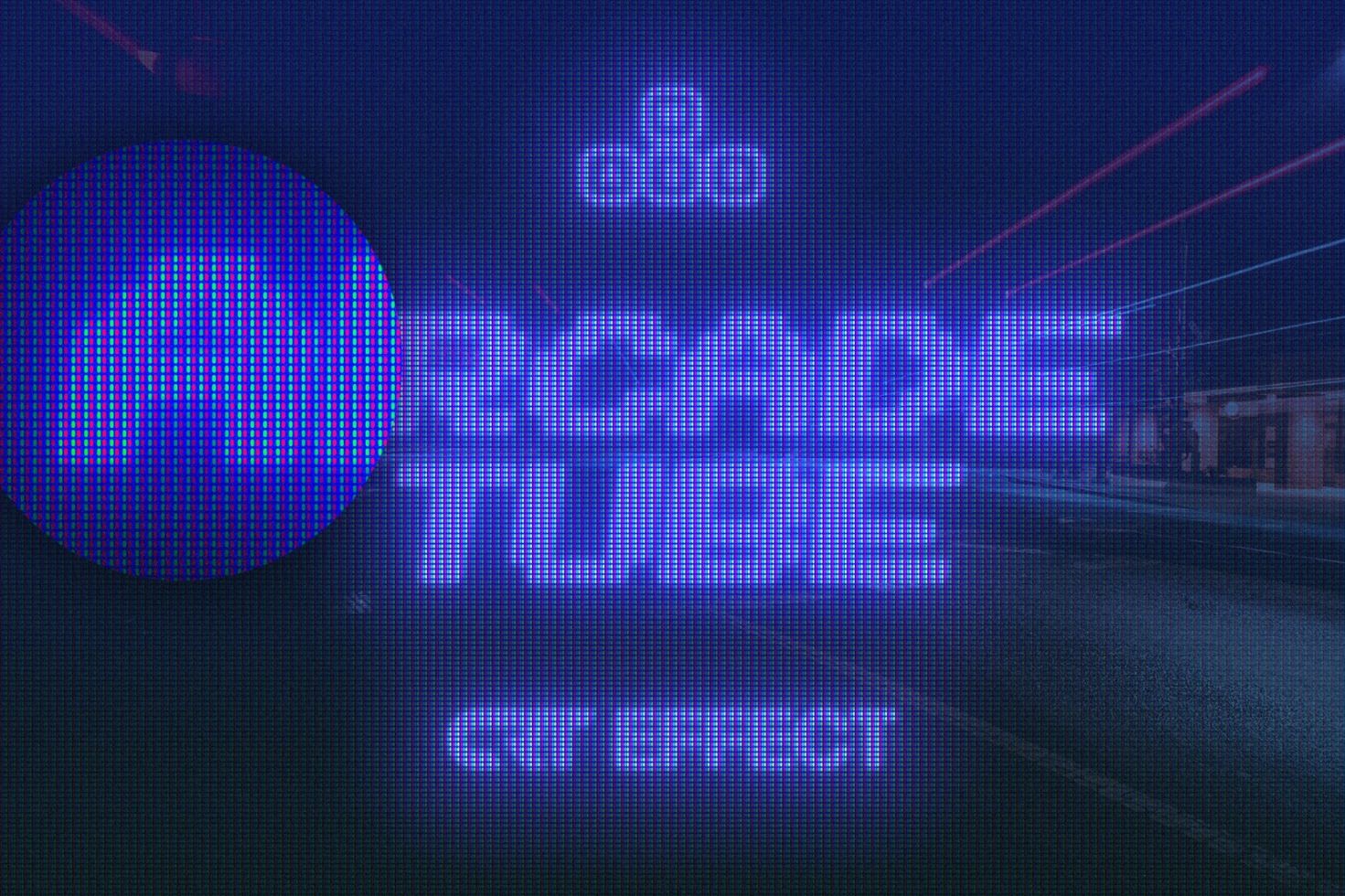 Arcade Tube text effect in neon blue with dot matrix design suitable for retro digital graphics mockups templates and vibrant user interface designs