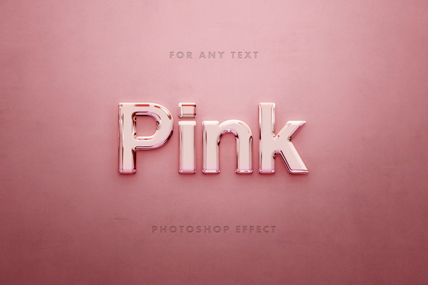 Metallic pink text effect mockup on a pink background ideal for designers. Customizable Photoshop effect for creating your own stylish text graphics