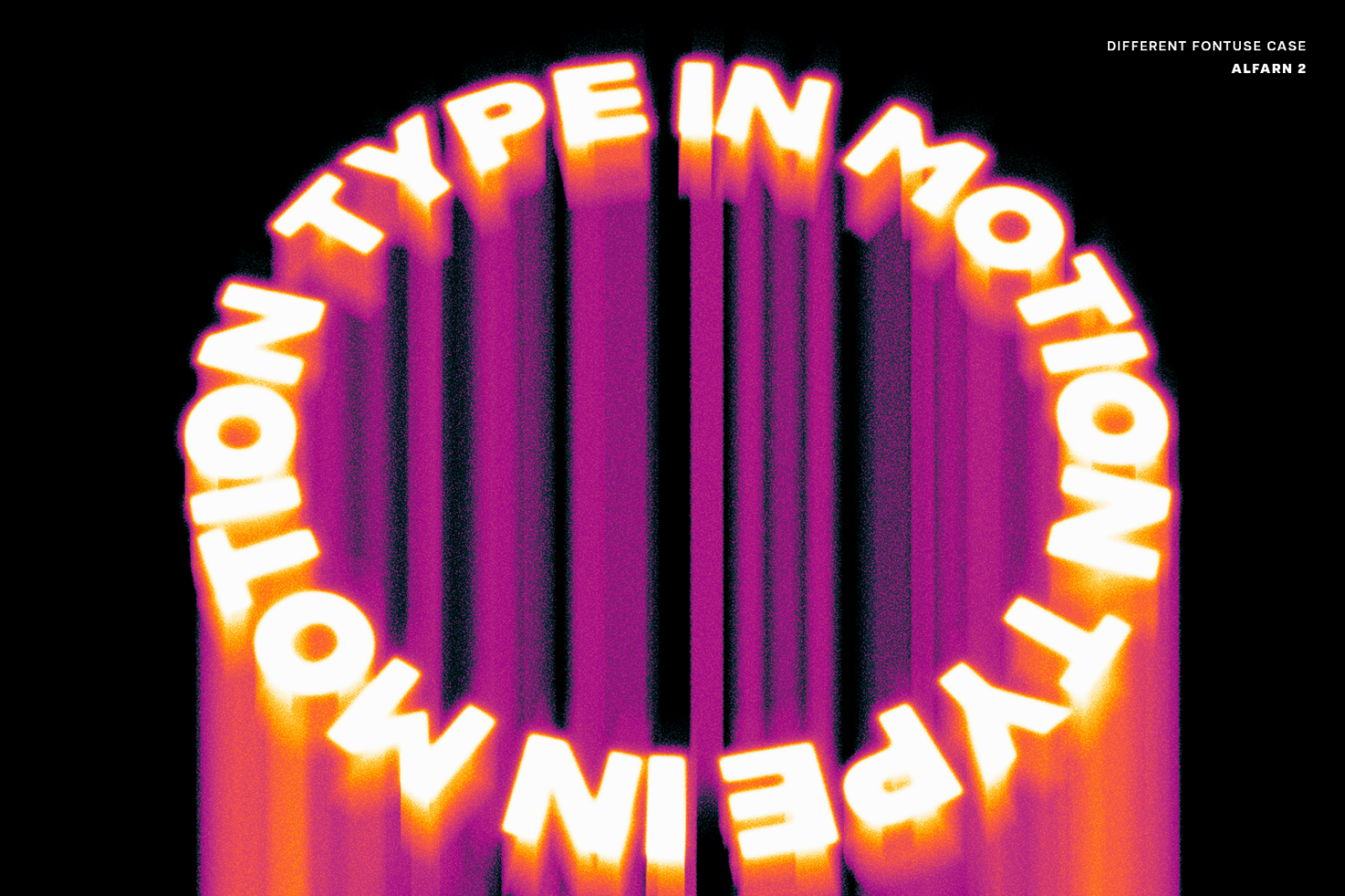 Dynamic neon typography forming a circle on a dark background. Keywords: typography, motion, neon, graphic design, creative, font, digital asset, designers.