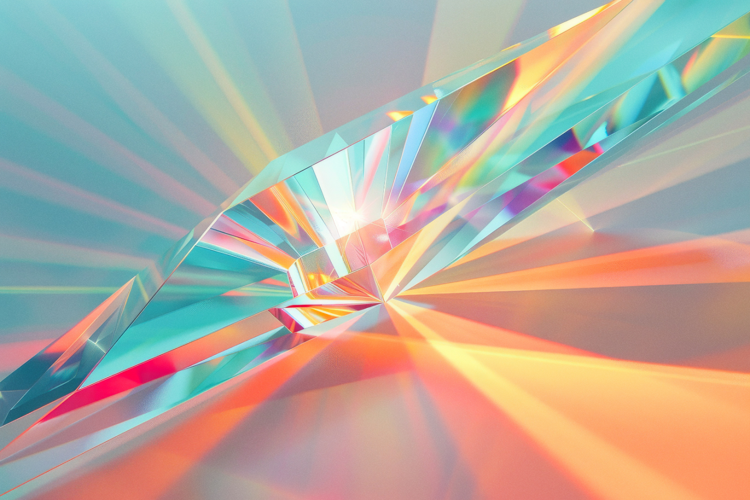 Abstract multicolor light refraction through a crystal prism. Perfect for graphics and digital art assets. Keywords: abstract, colorful, prism, digital art.