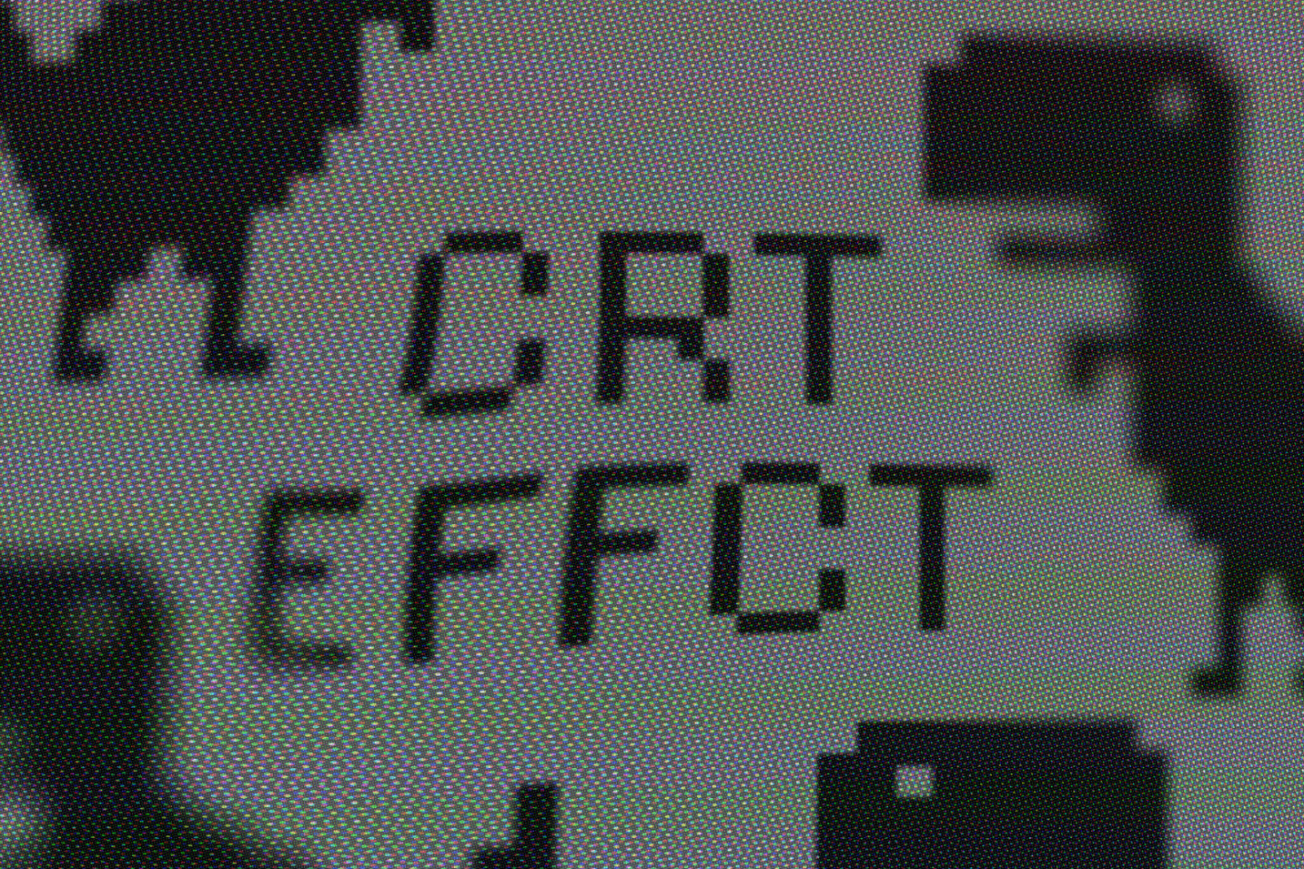 Pixelated CRT effect text with retro pixel art graphics ideal for fonts templates and mockups for designers. Vintage digital asset for graphic design projects.