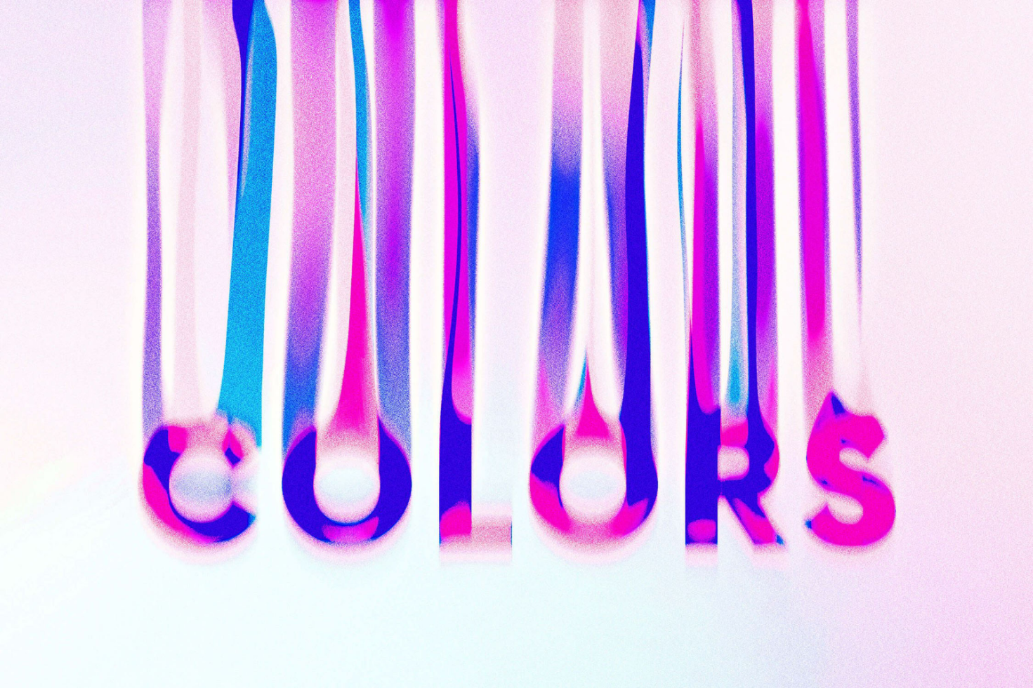 Vibrant abstract typography design with colorful distorted letters forming the word COLORS. Perfect for graphic design projects and creative templates.