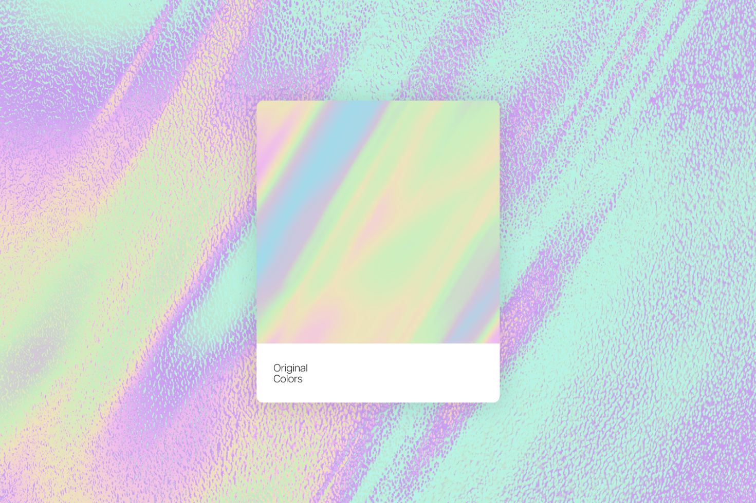 Holographic texture background in pastel colors with a square color palette card overlay suitable for mockups graphic design templates and digital assets