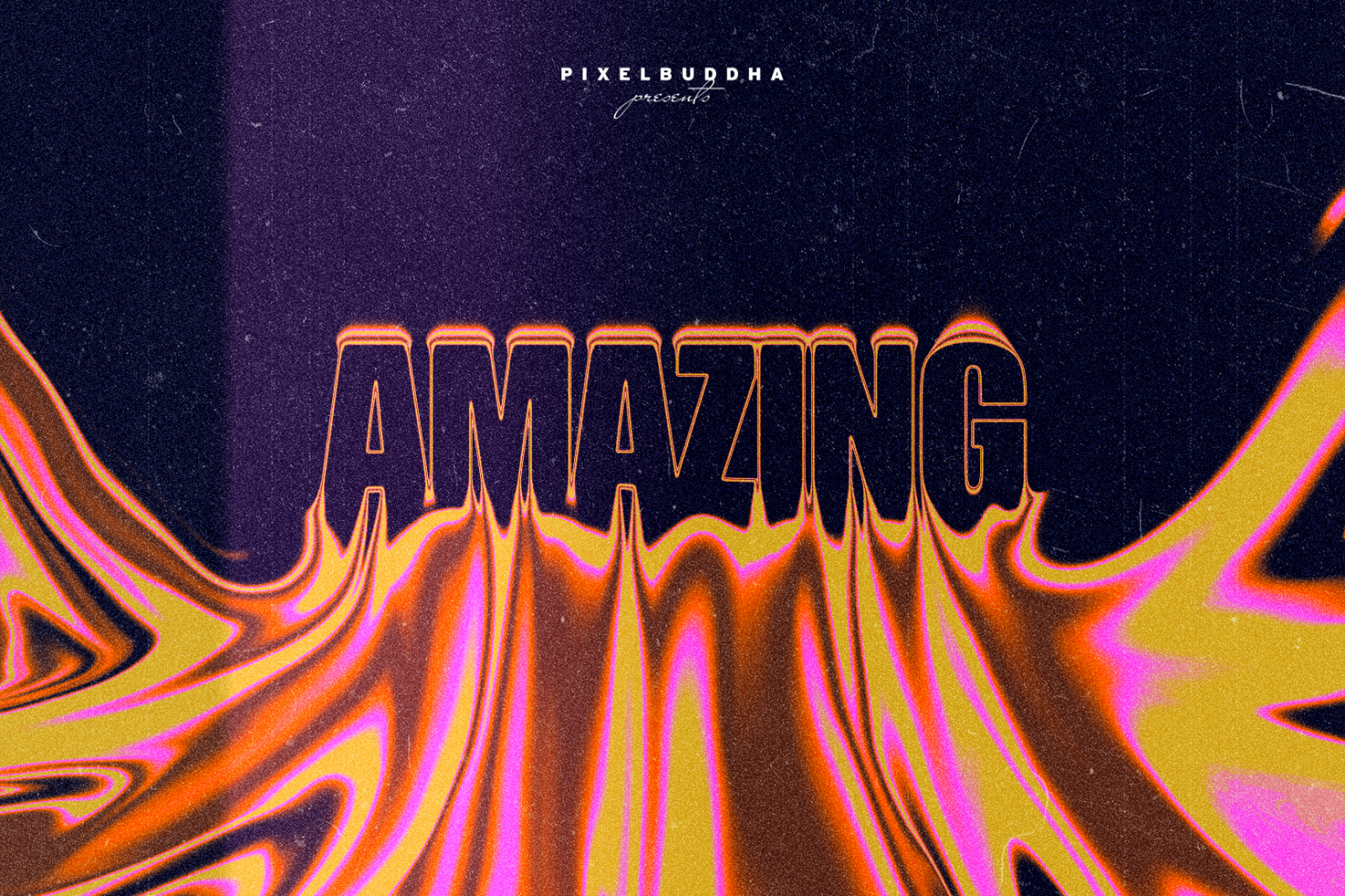 Glitch effect typography design with the word AMAZING in bold. Perfect for creating eye-catching graphics templates and posters for digital designers.