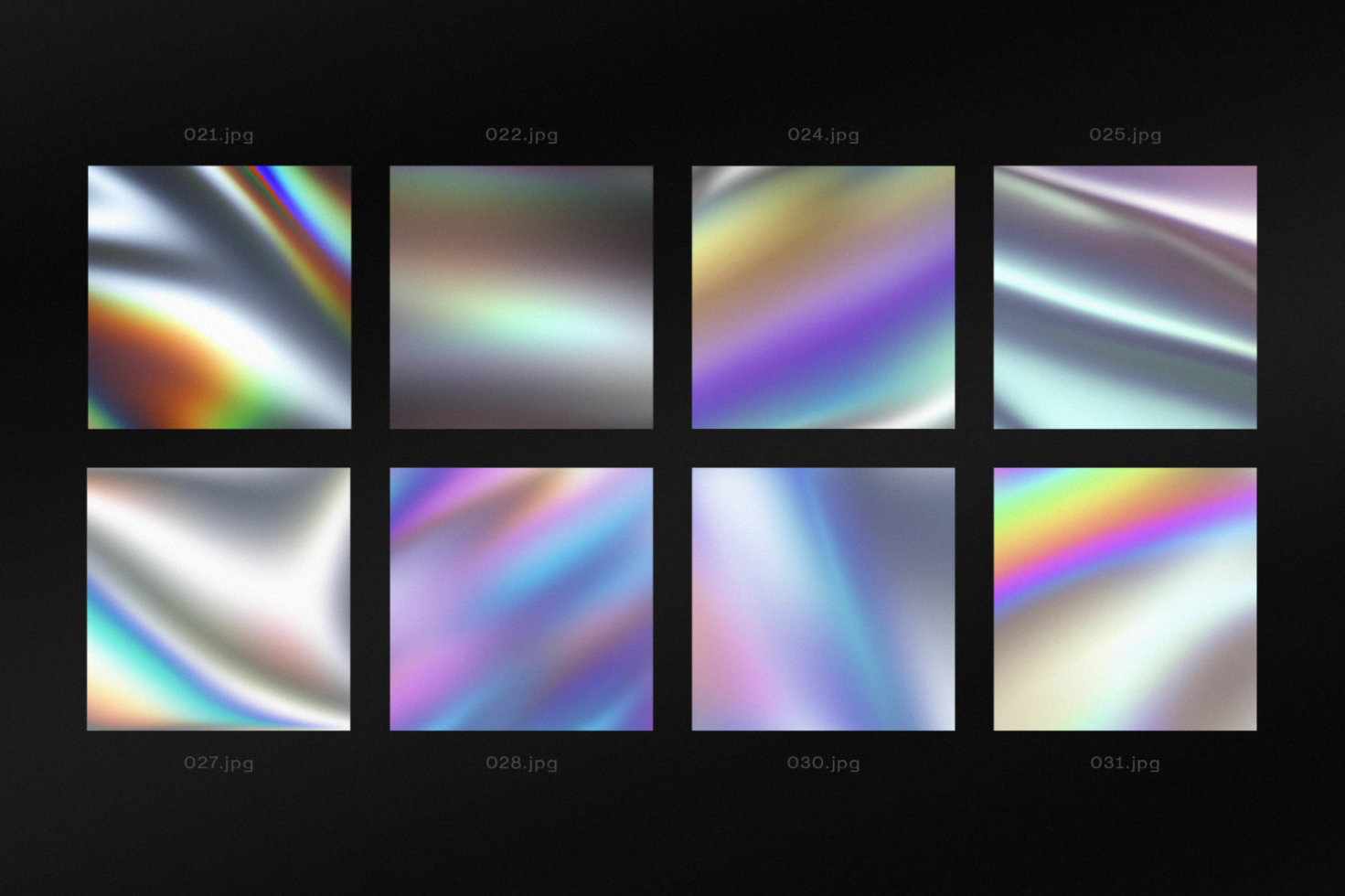 Set of 8 holographic texture backgrounds for digital design projects perfect for mockups graphics templates adding unique iridescent effect to your works