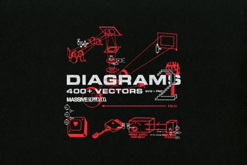 Detailed diagrams and vector graphics collection of 400+ assets in SVG and PNG formats for designers from Massive Supply Co users for templates, mockups, graphics